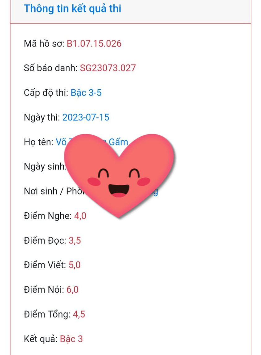 Bạn Hồng Gấm xuất sắc từ học sinh mất gốc Tiếng Anh đi lên với số điểm 5.5 Overall đạt B1 VSTEP