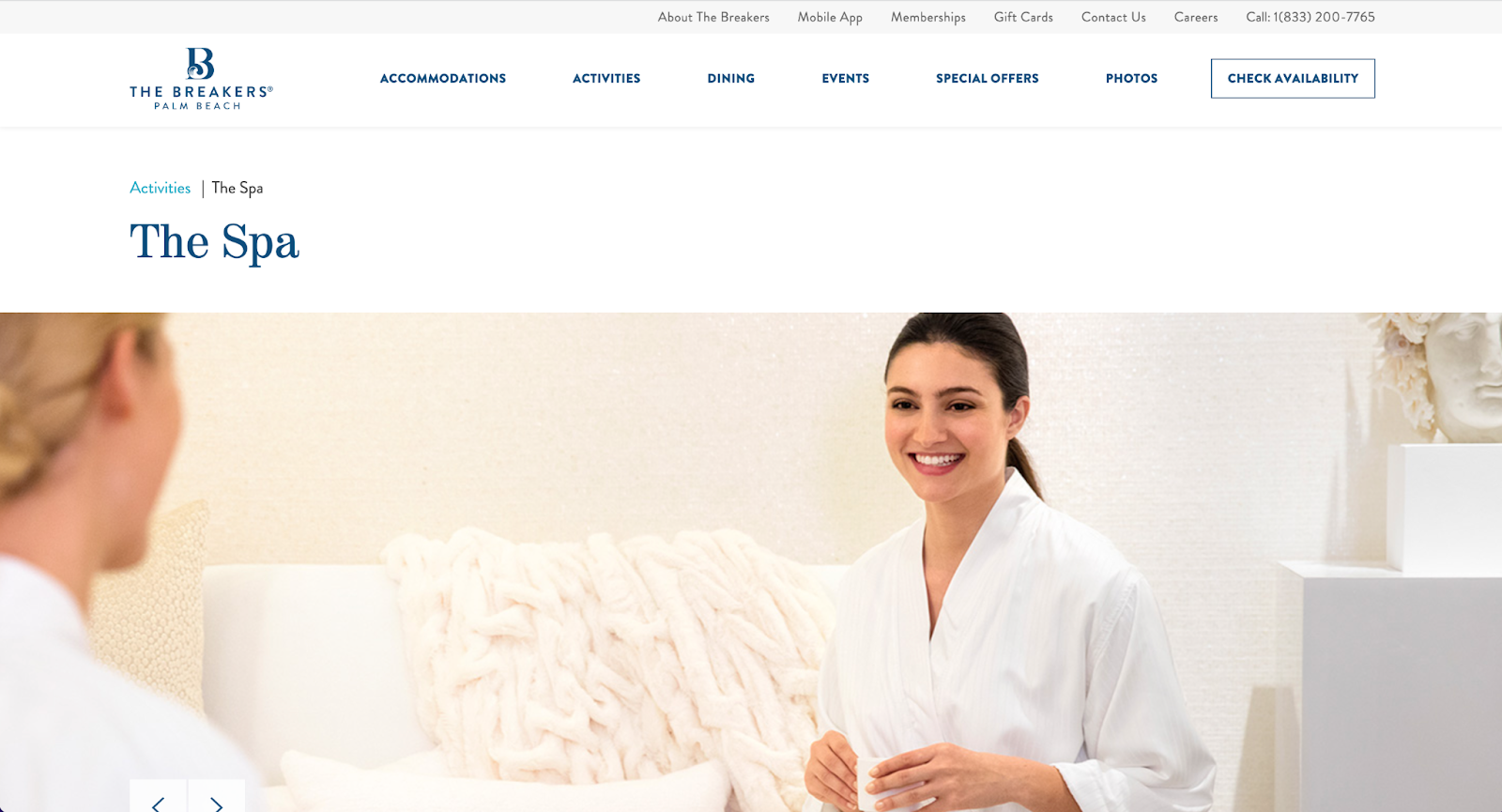 spa website examples, the breakers spa
