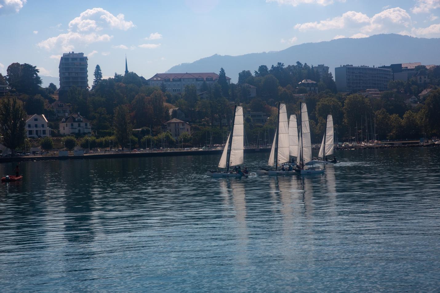 A group of sailboats on a lake

Description automatically generated