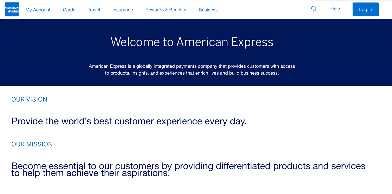 Company mission statement examples: American Express
