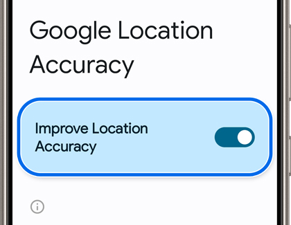 Improve Location Accuracy highlighted and activated in Settings