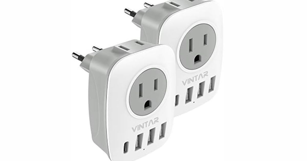 European Travel Plug Adapter by VINTAR (2-Pack)