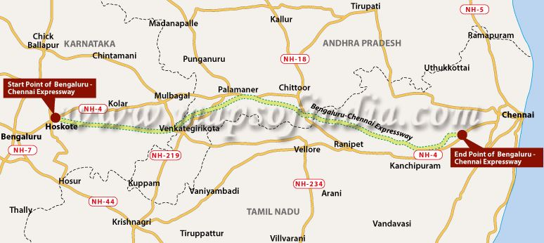Bengaluru-Chennai Expressway map