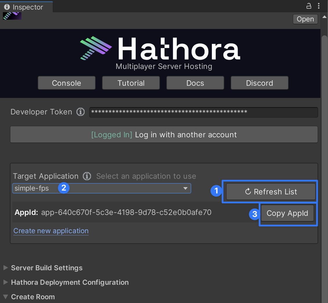 select appId in Hathora plugin