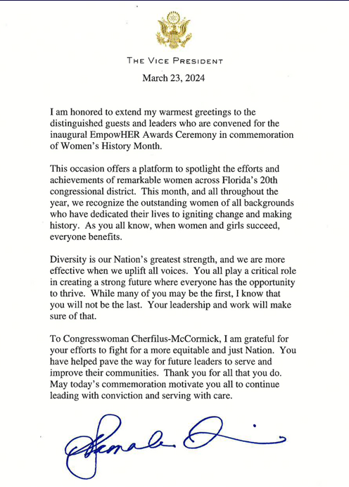 Powerful Words as Five Women Leaders Honored at Congresswoman Sheila Cherfilus McCormick's Inaugural EmpowHER Event