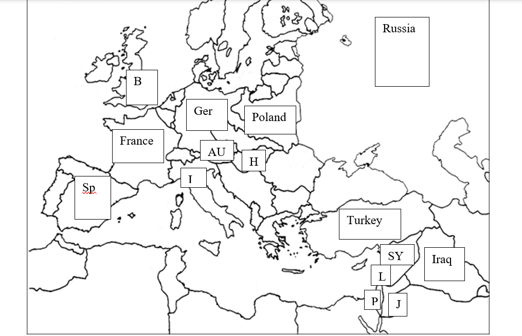 A map of europe with black and white squares<br /><br />Description automatically generated