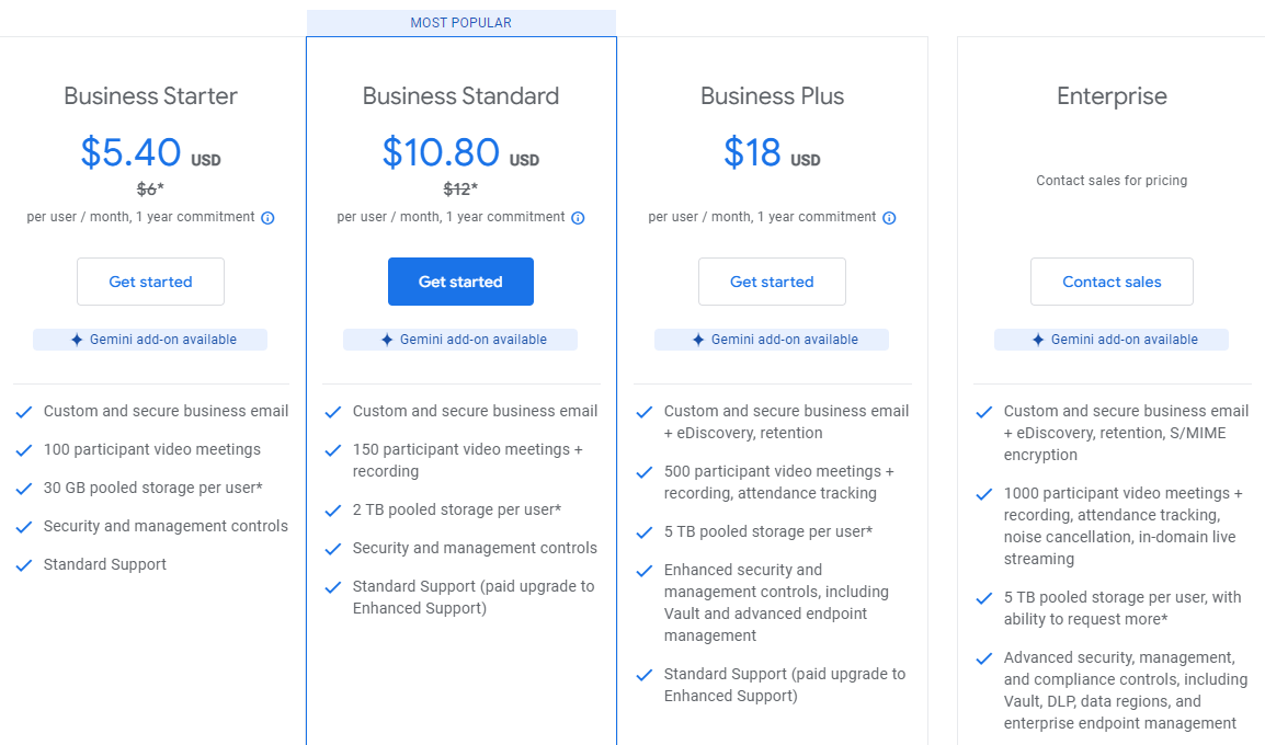 Google Calendar: Pricing Plans