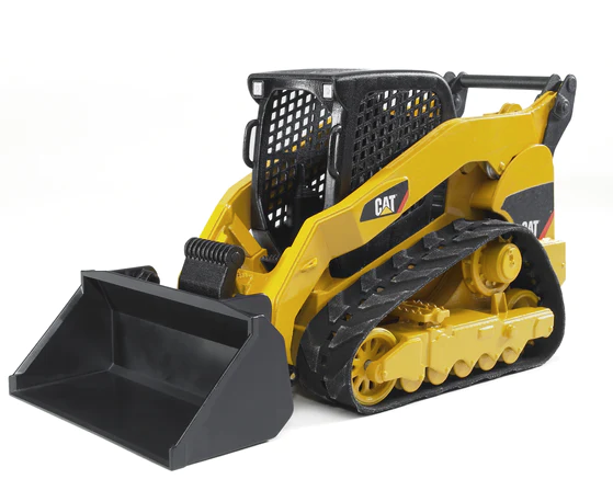 A yellow toy tractor with a bucket

Description automatically generated