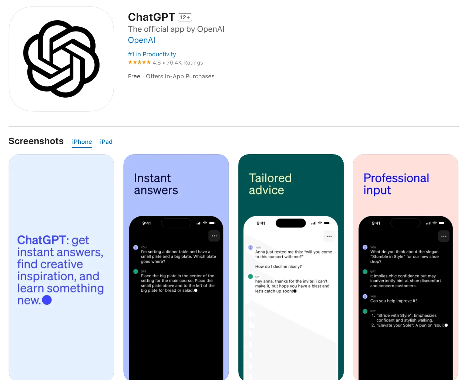 best ai app for iphone - chatgpt