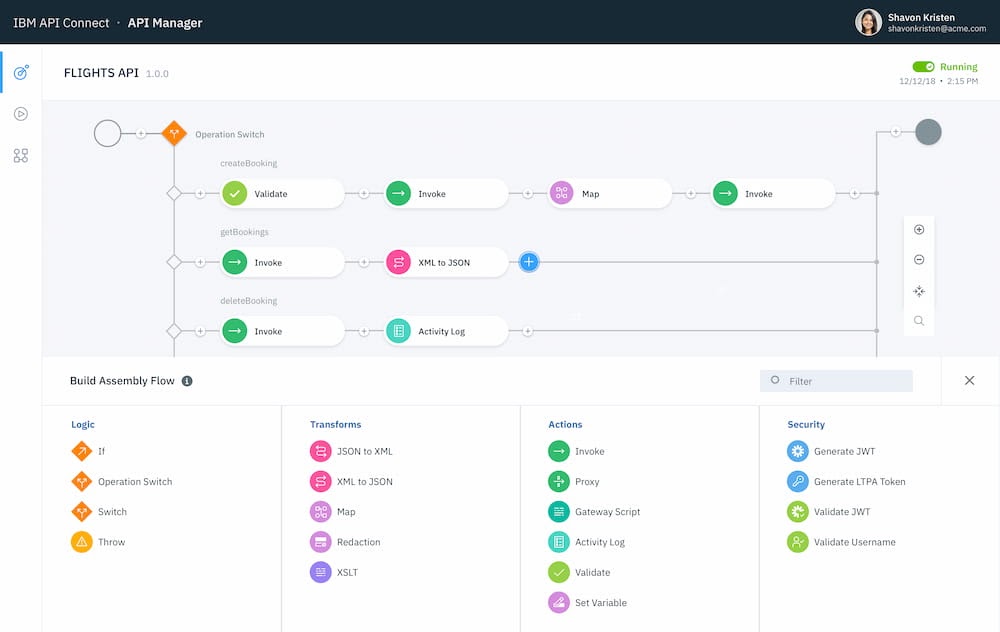 API management tool, IBM API Connect UI