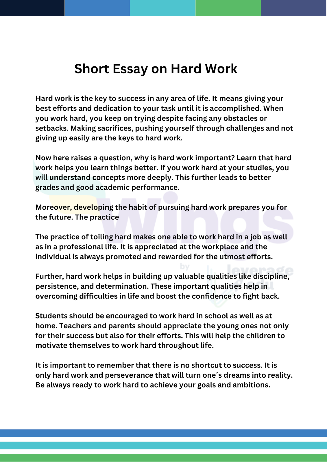 Short Essay on Hard Work
