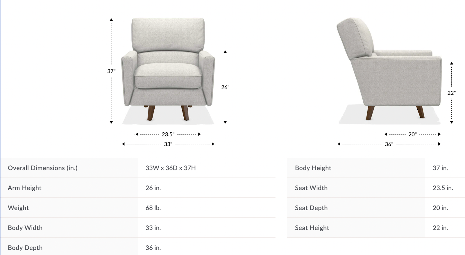 Size and Dimensions of Bellvue High Leg Swivel Chair