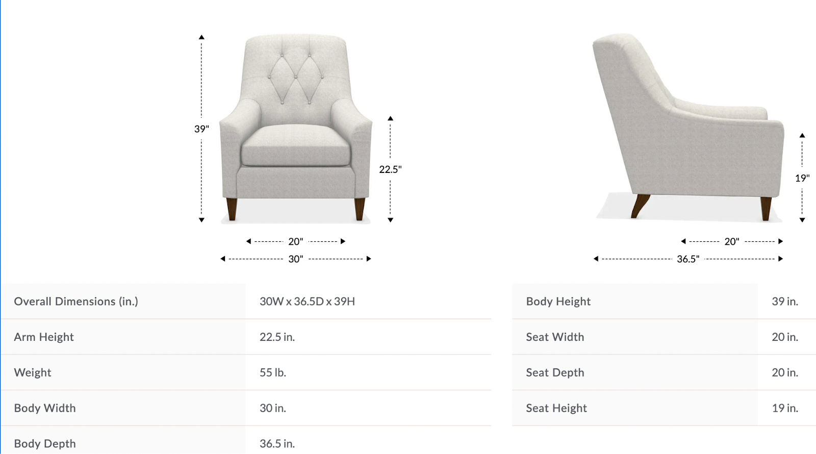 marietta chair dimensions