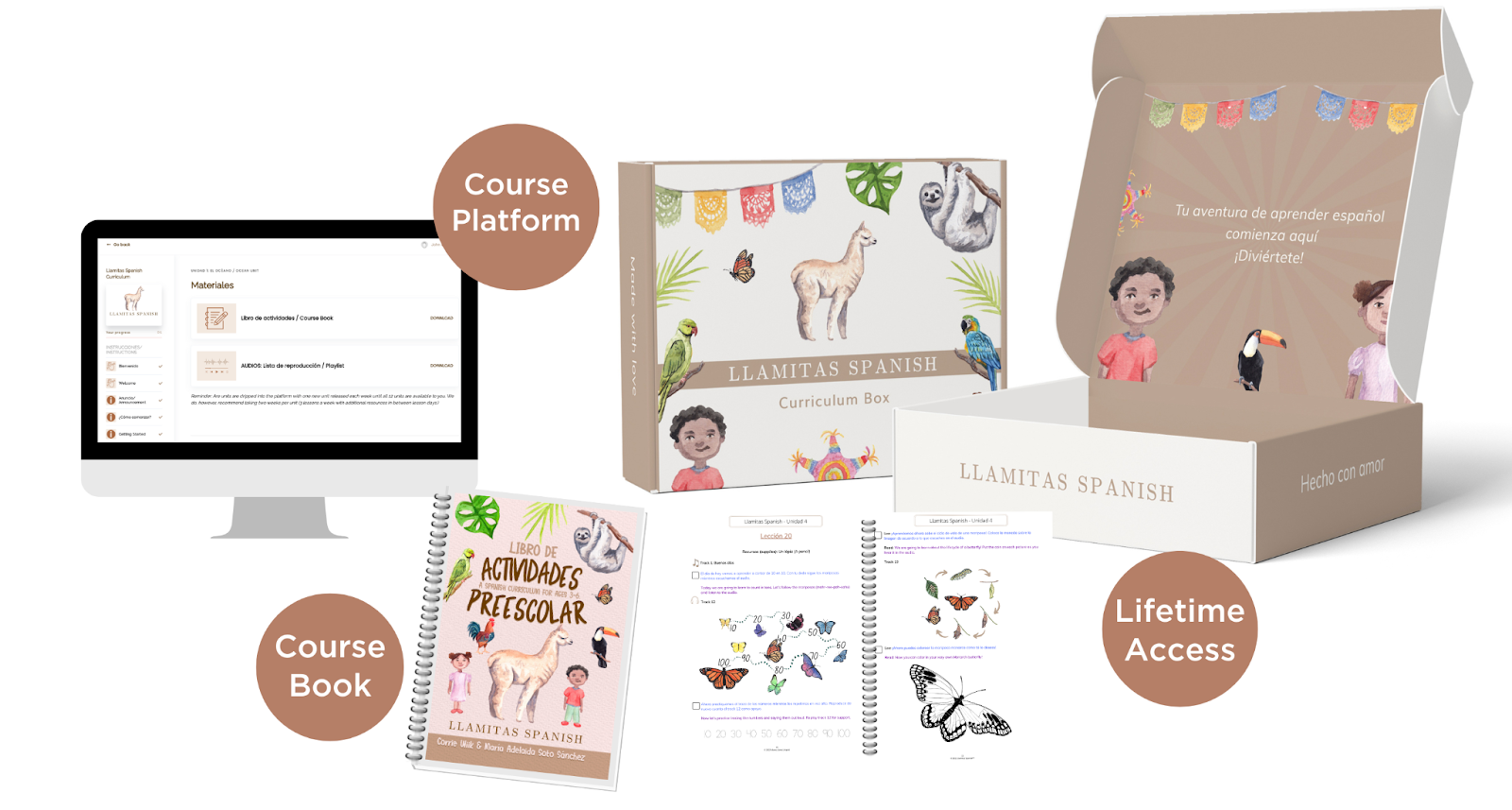 Llamitas Spanish curriculum with butterfly themed unit