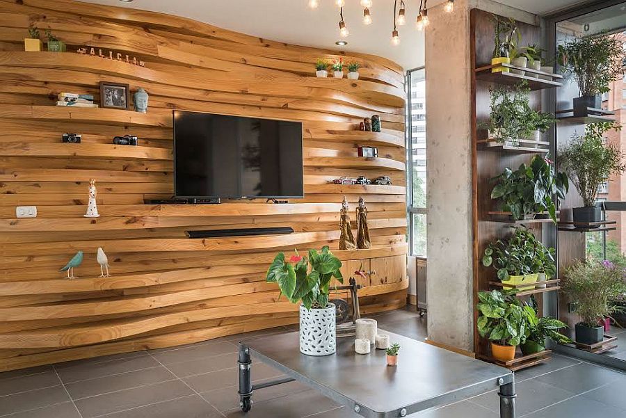 Warmth and Texture: 10 Unique Living Room Wood Accent Walls | Decoist