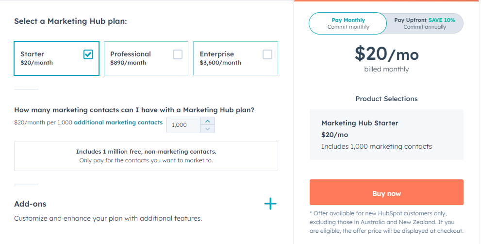 HubSpot Pricing Plans