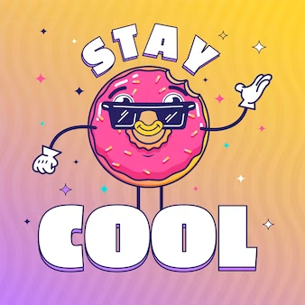 Graphic of a pink donut saying "Stay Cool"