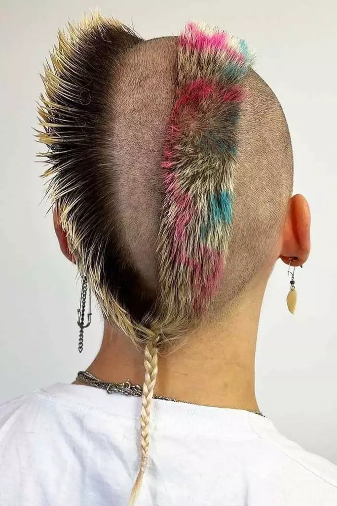 Back view of a guy  wearing the reverse mohawk