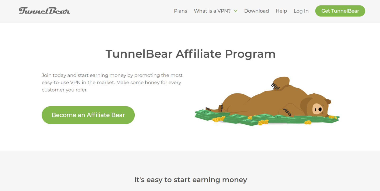 Tunnelbear Affiliate Program home page