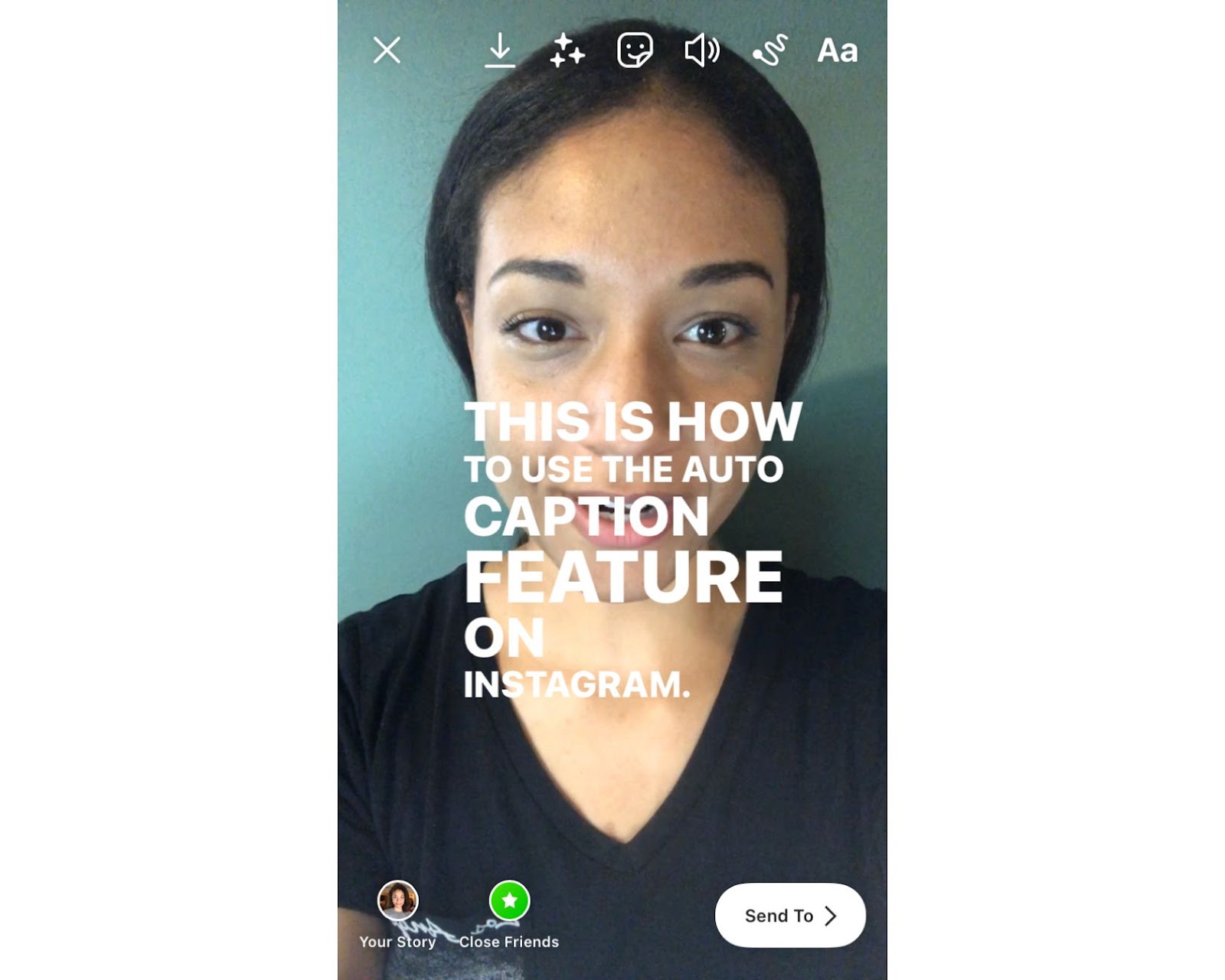 a screenshot showing captions on an Instagram Story