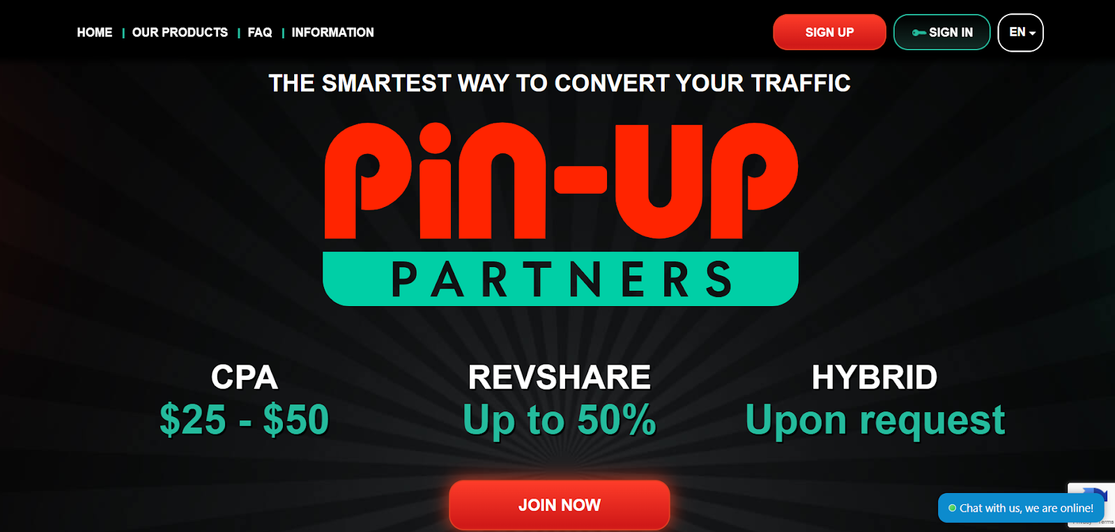 PIN-UP Partners affiliate page