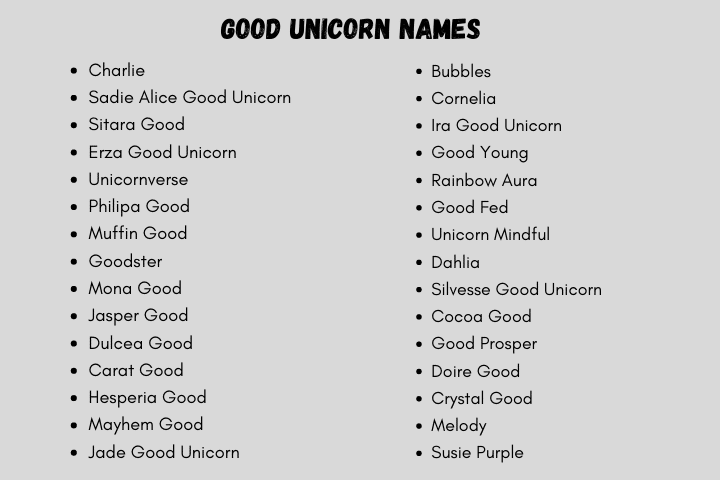 Good Unicorn Names