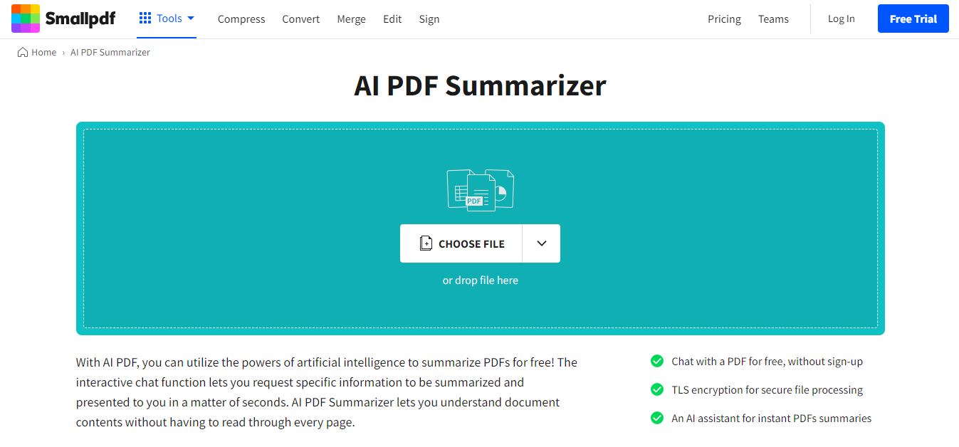 Smallpdf AI PDF Summarizer