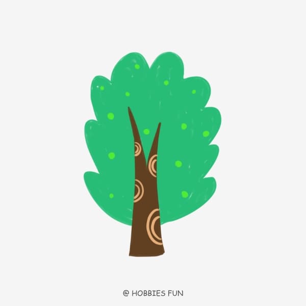 tree drawing, Tree with Polka Dot Patterns