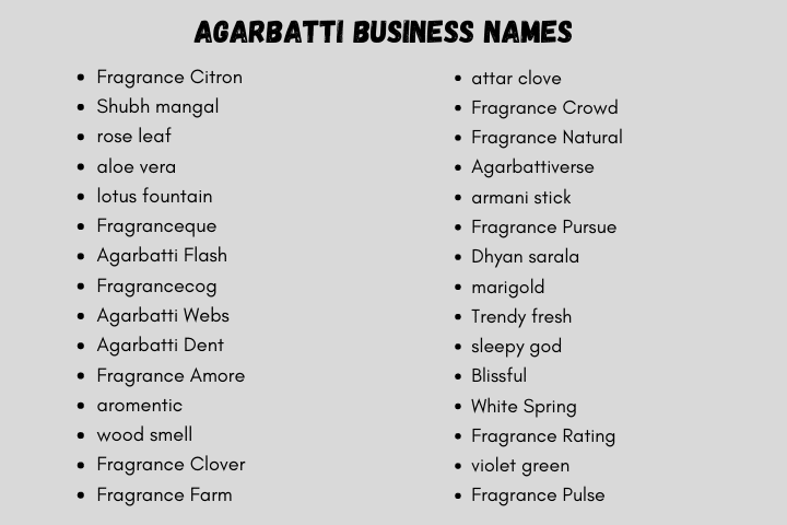 Agarbatti Business Names