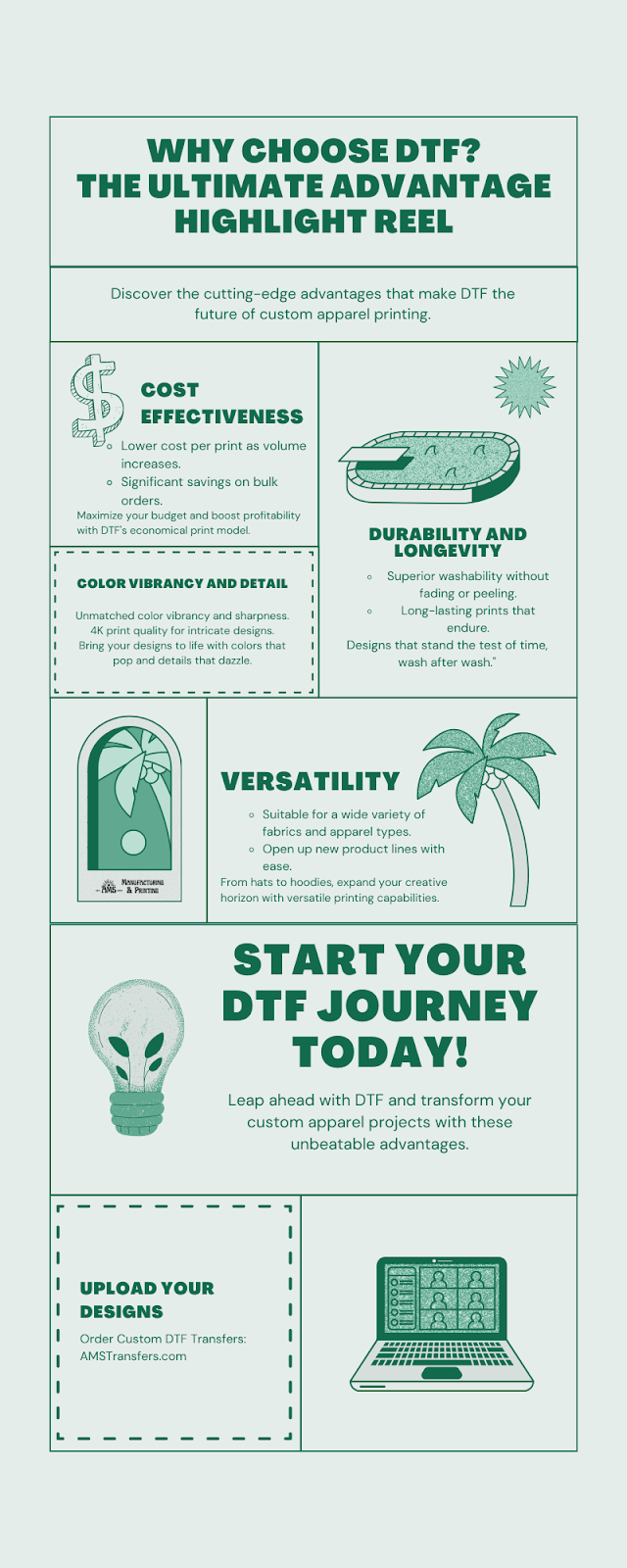 Why choose DTF transfers: ultimate highlights infographic