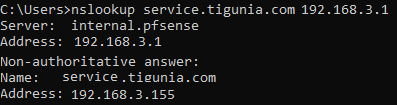 Auflösung der internen IP-Adresse des FQDN per internen pdSense DNS Resolver