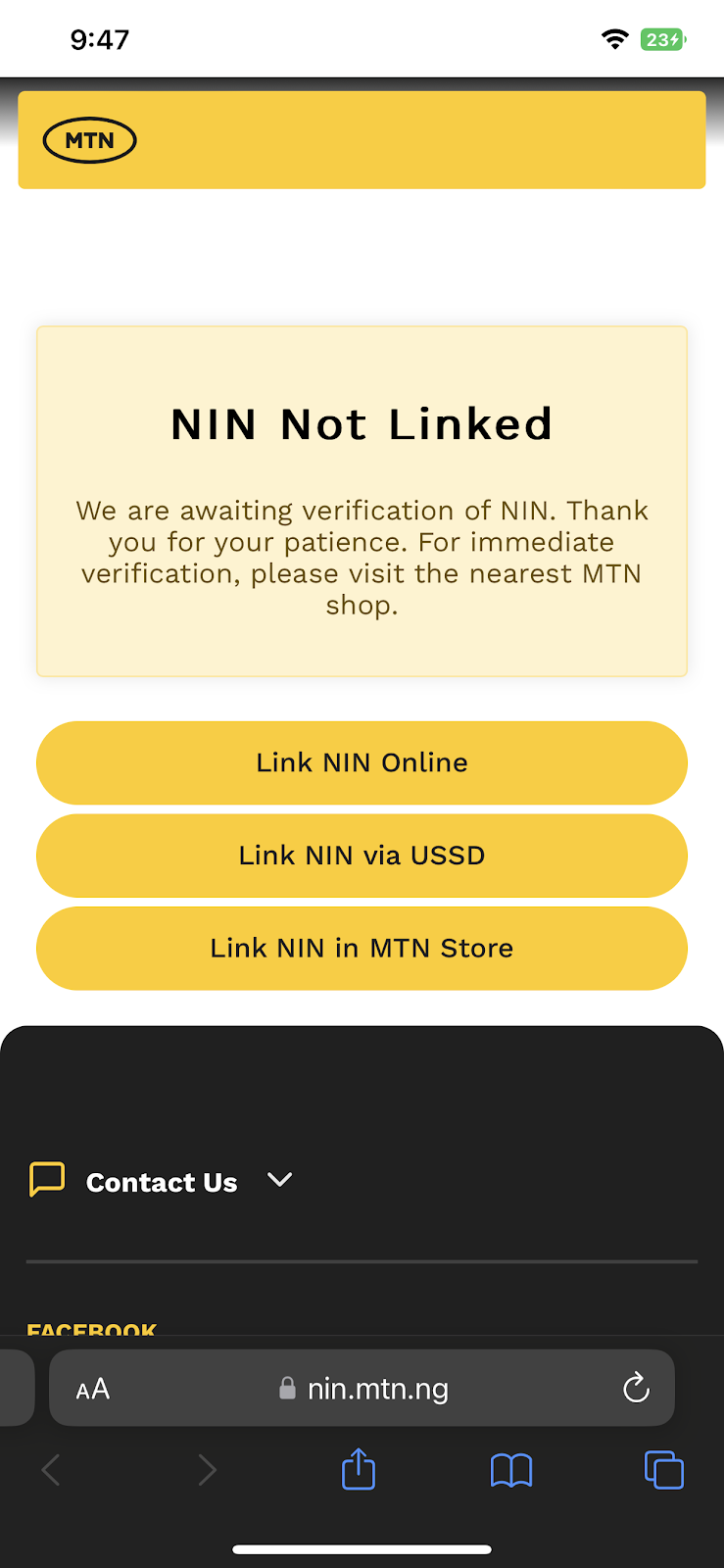 link NIN to MTN line