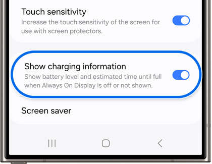 Show charging information highlighted in Display settings