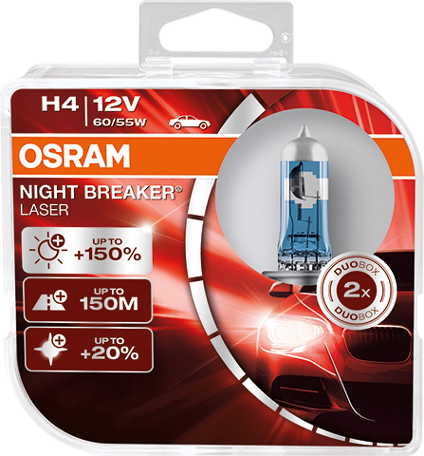 Lâmpada H4 OSRAM Night Breaker Laser, Luz Branca/Amarela