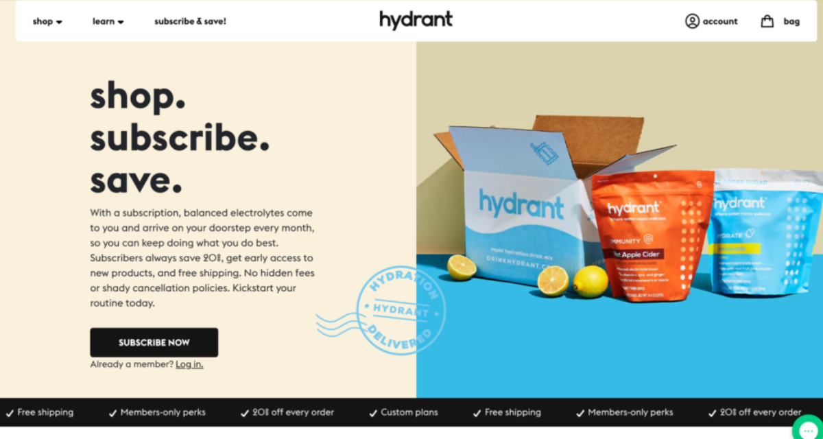 Subscription landing pages