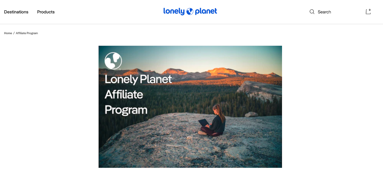 Lonely planet Affiliate program page