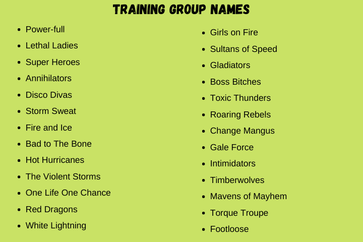 Training Group Names