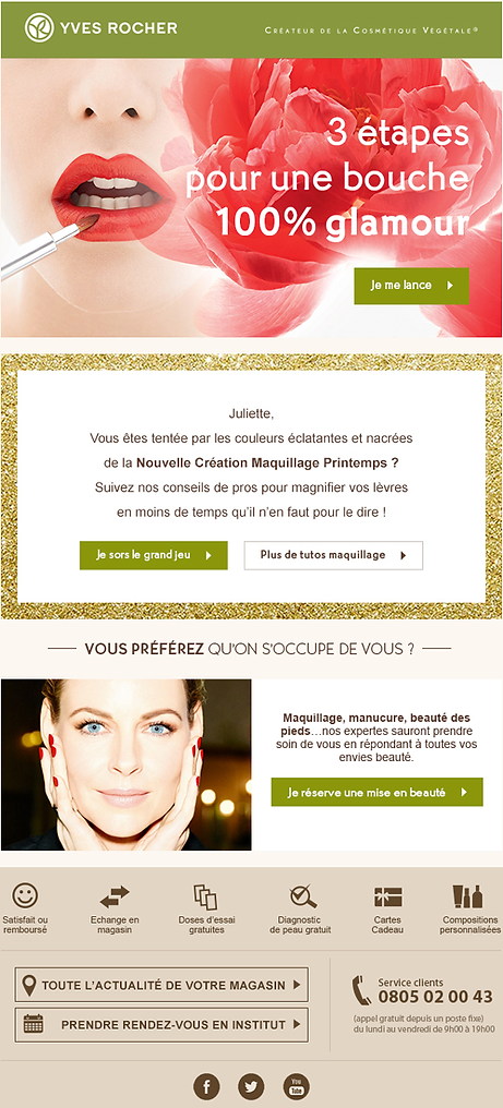 emailing yves rocher web to store publicité locale