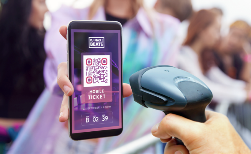 Professional tool scanning a mobile ticket QR Code for an event