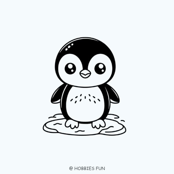 penguin drawing, Penguin on Ice