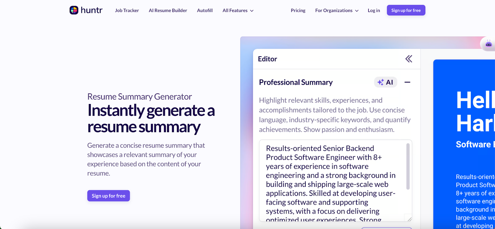Resume summary generators - Huntr