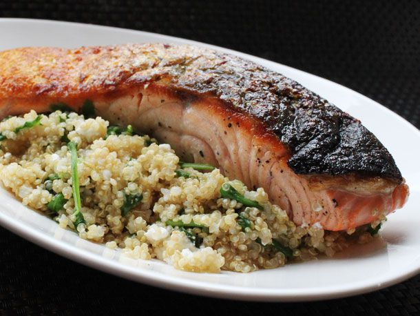 Salmon and Quinoa - foods to eat before a workout