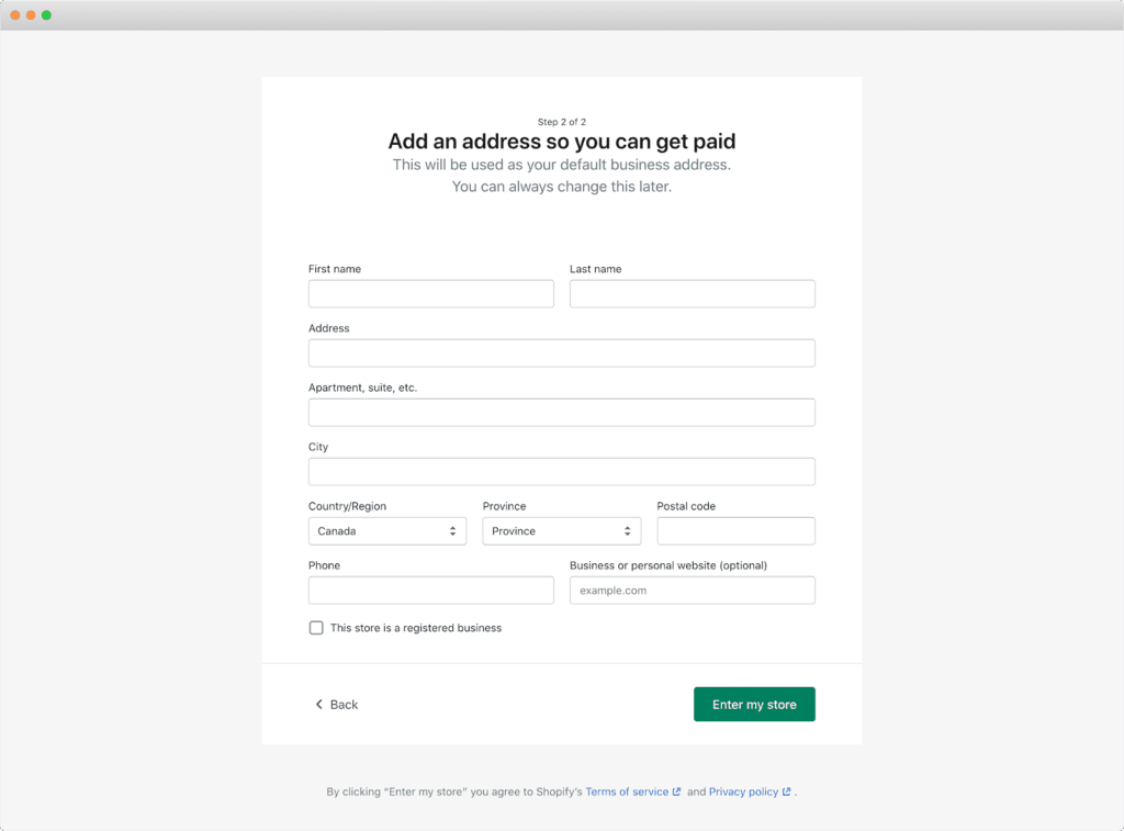 Shopify's segmentation in the user onboarding experience