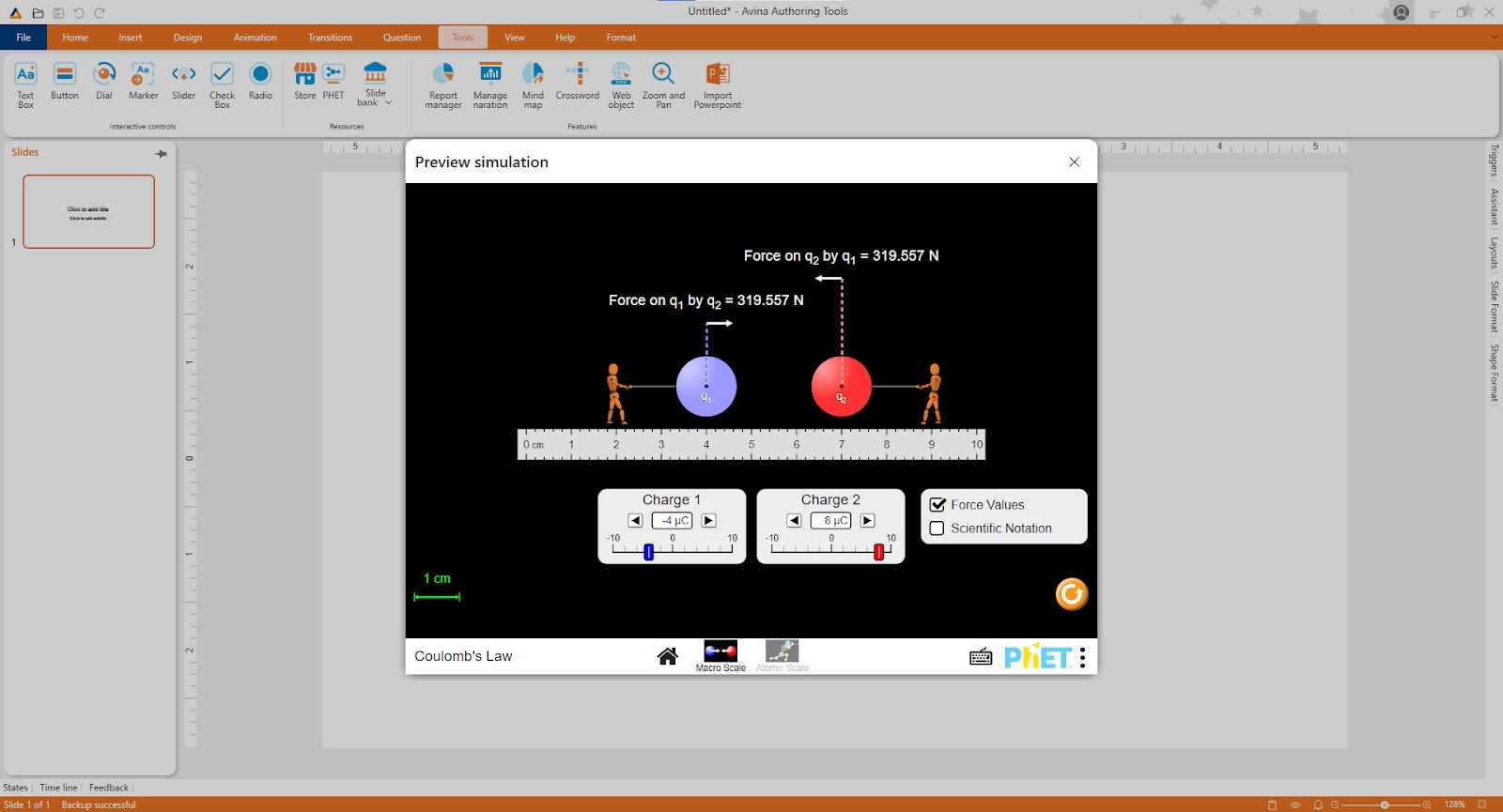 Interactive Simulations feature in Virtual laboratory