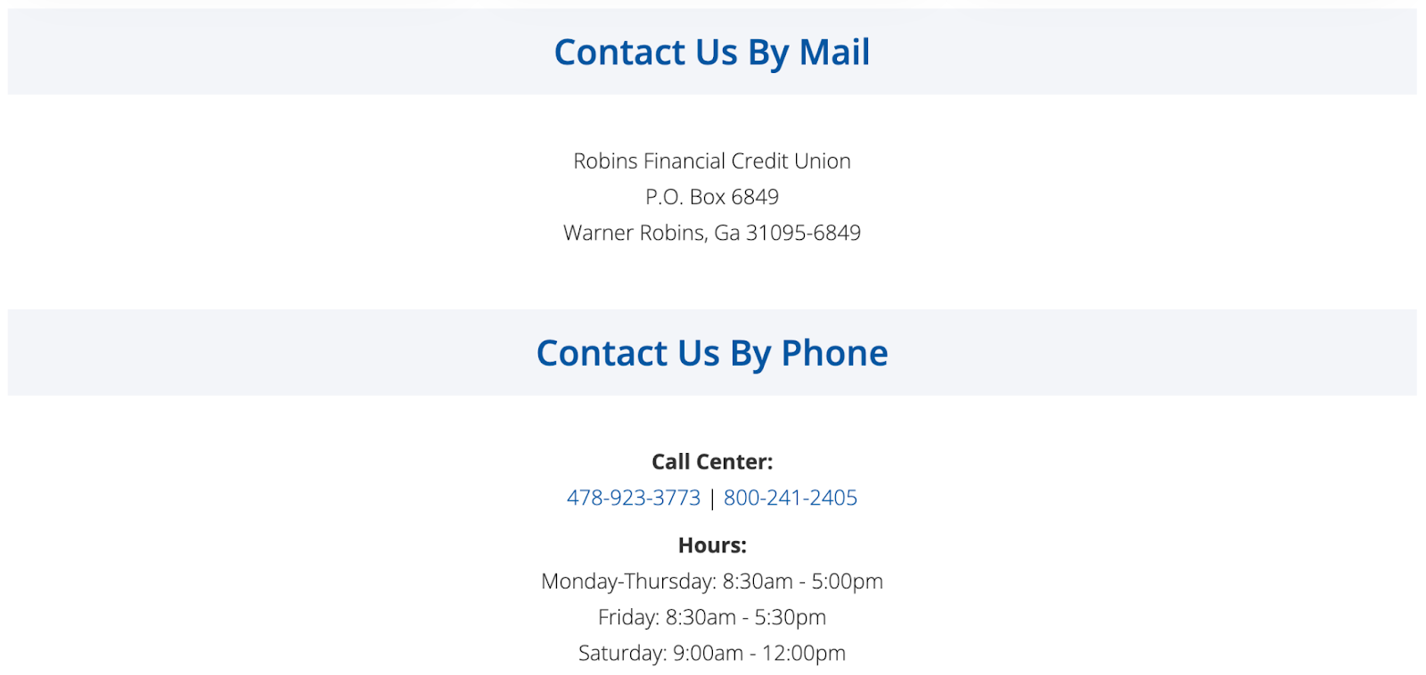 robins federal credit union 24-hour customer service