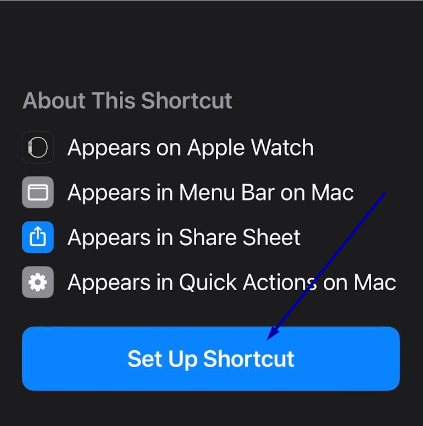 Tap Set Up Shortcut