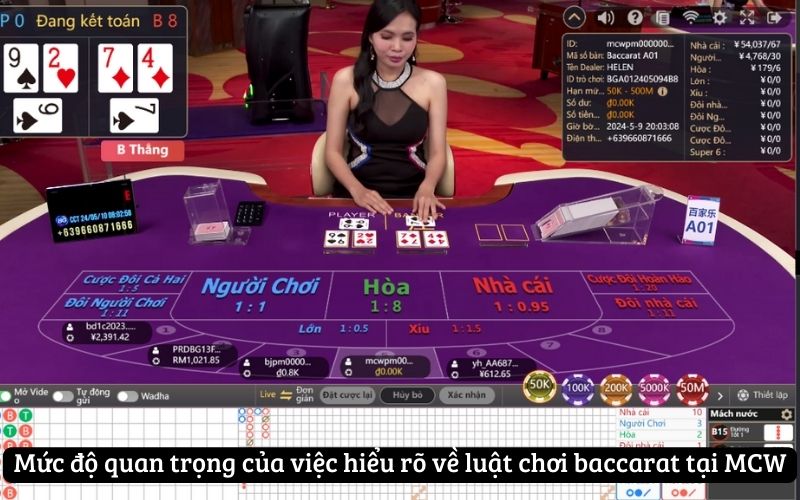 Mức độ quan trọng của việc hiểu rõ về luật chơi baccarat tại MCW