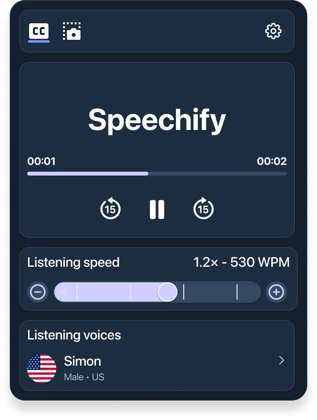 Speed Control for Speechify