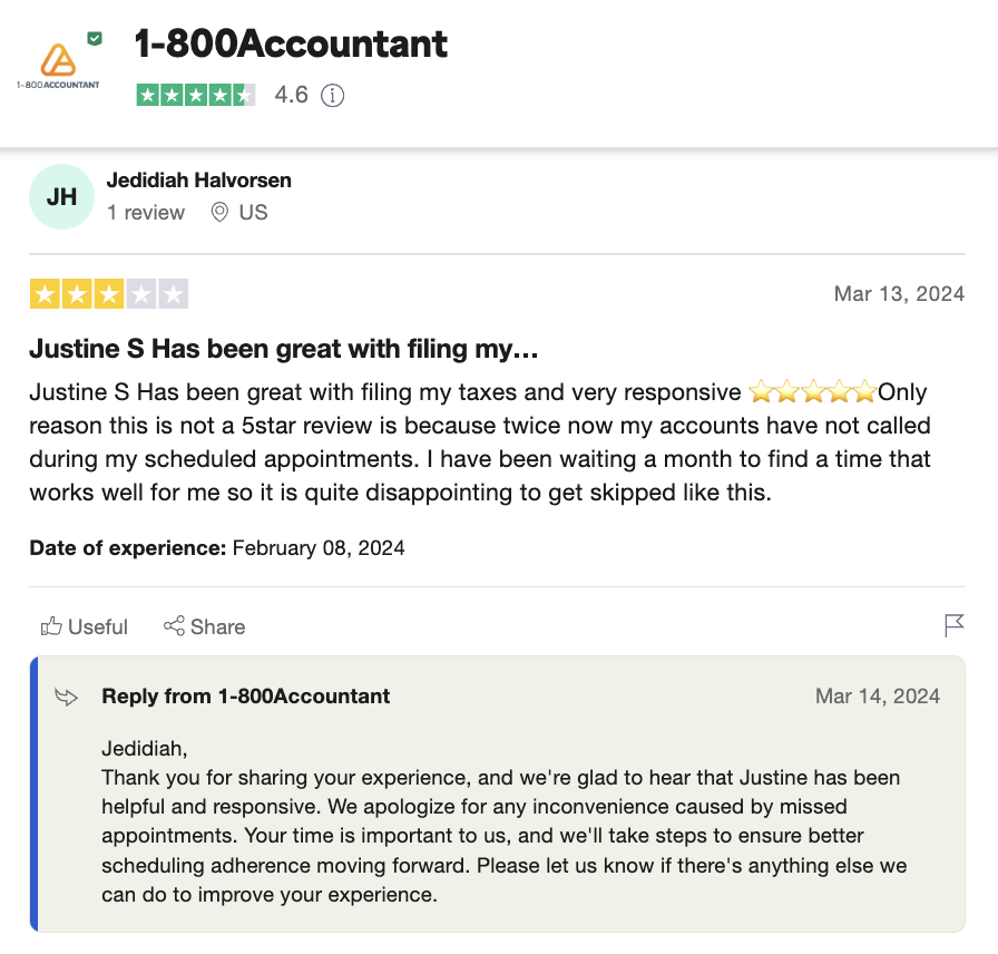 1800accountant reviews complaints