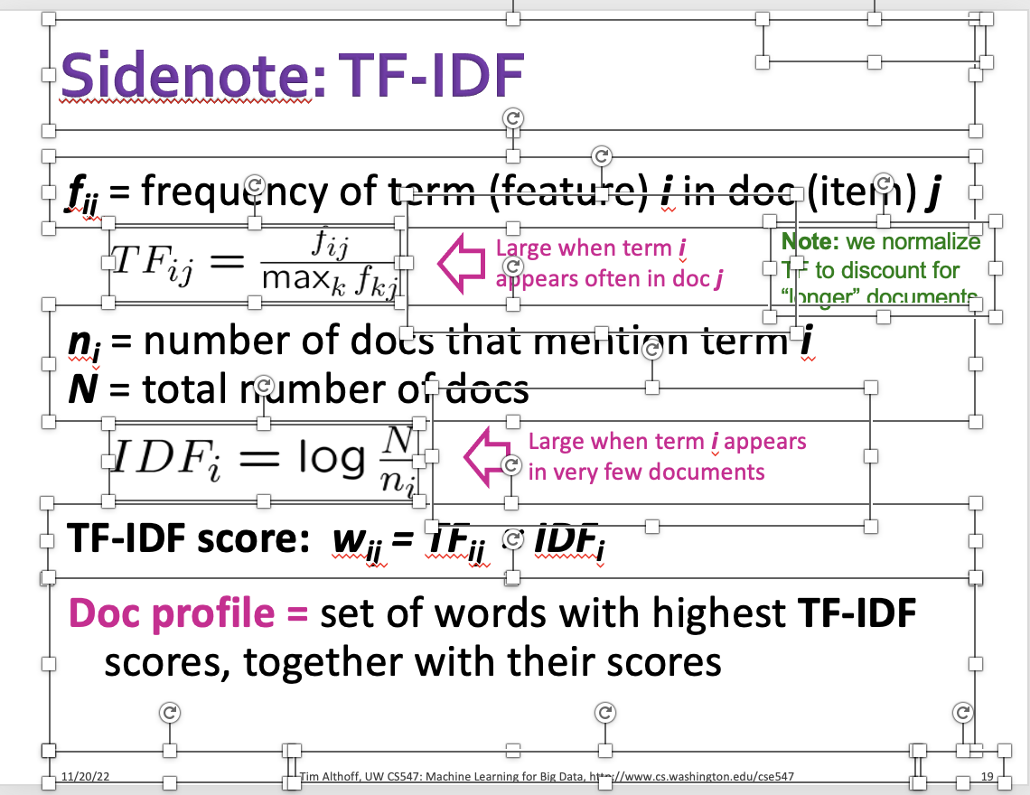 This is a screenshot of a powerpoint slide and the Alt Text Panel. On the left, there is a powerpoint slide with a few formulas about "Jaccard Similarity Metric", "Cosine Similarity Metric", and "Pearson Correlation Coefficient". Next to each formula are some explanation that would be animated to display. On the right, the selection pane displays the reading orders of these elements on the powerpoint slide